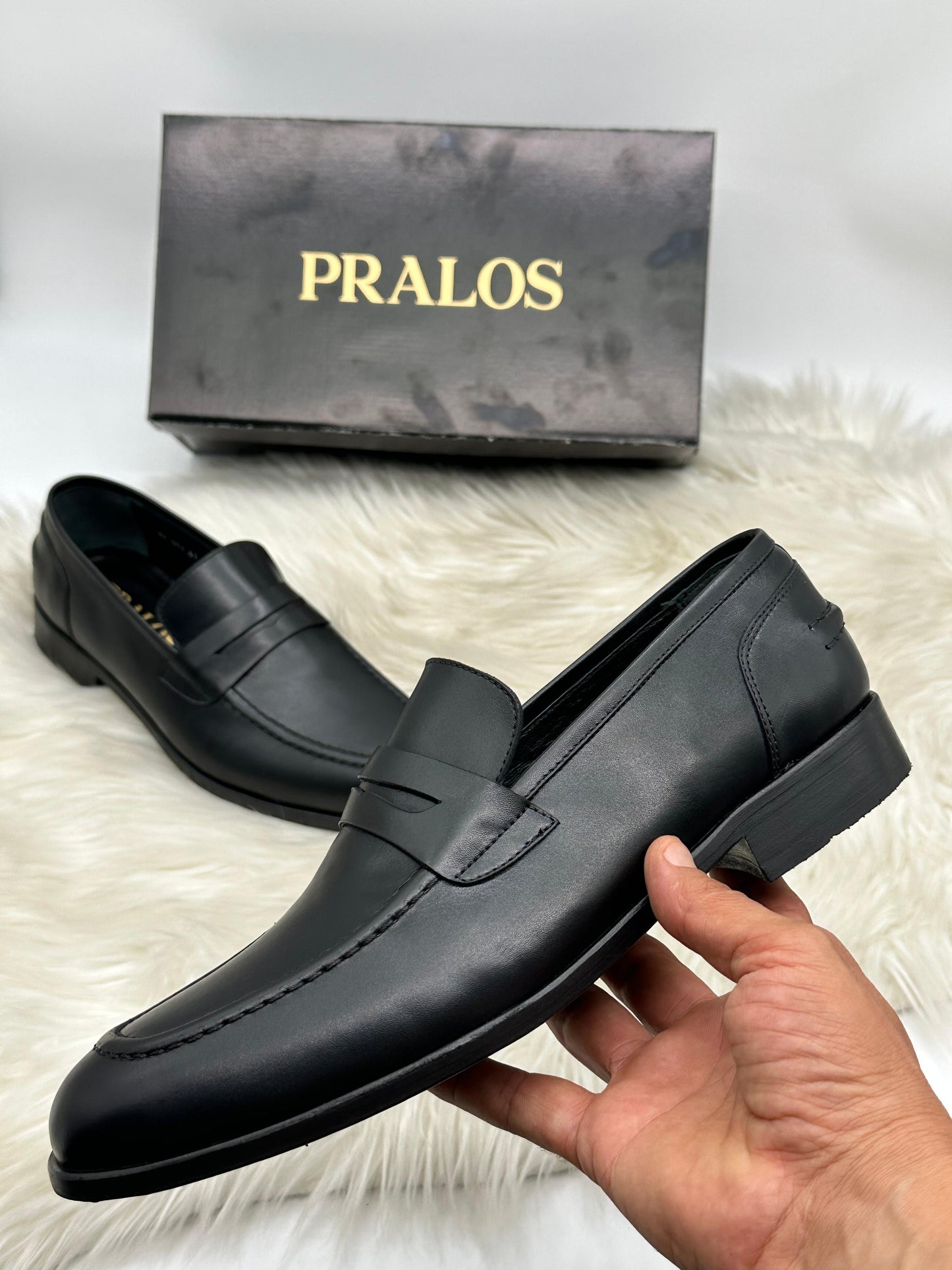 Mocassin Pralos en Cuir Homme Noir
