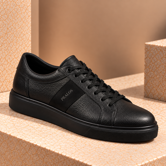 Sneakers en Cuir Grainé - Semelle Légère Confortable