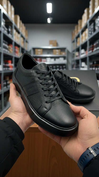 Sneakers en Cuir Grainé - Semelle Légère Confortable